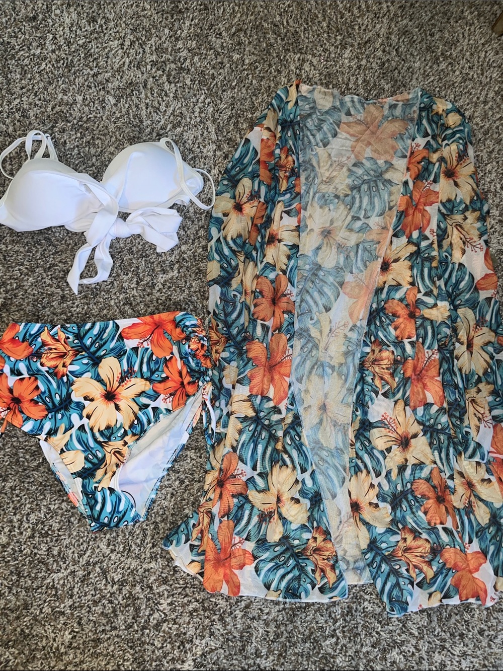 Woman’s 3 piece high waist bikini set plus coverup - Picture 2 of 2